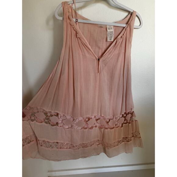 Free People One Costa Brava Mini Dress Cut Out Eyelet Pink Size Small - Picture 9 of 9